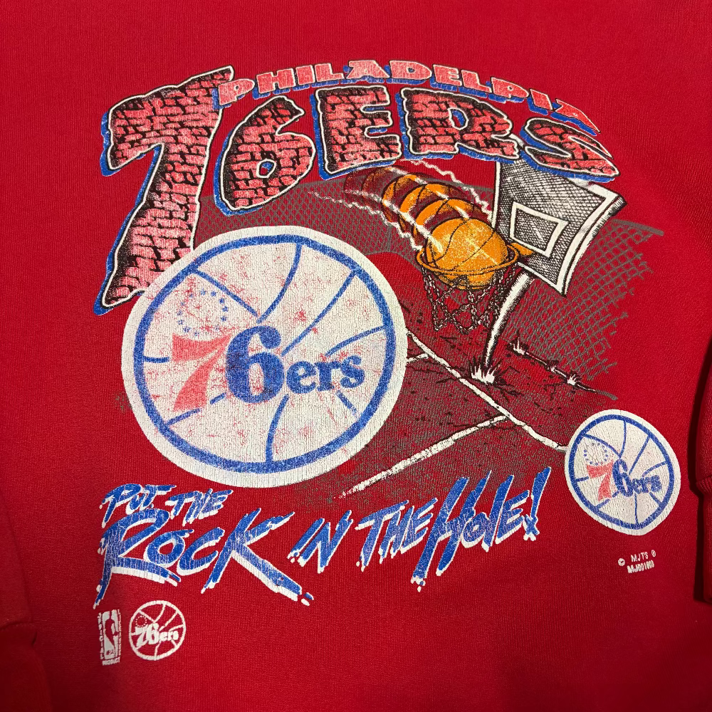 Sixers "Put the Rock in the Hole" Crewneck Sweatshirt Size XL Back