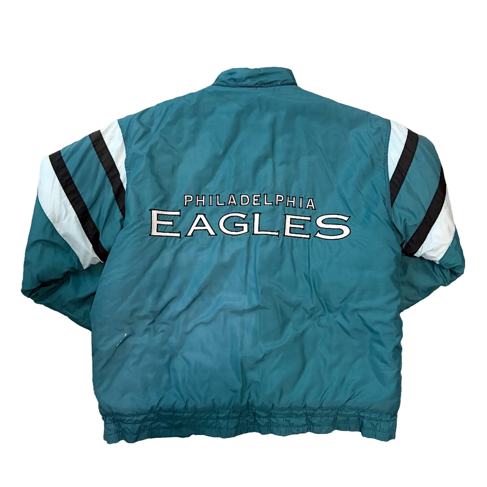 Eagles 1990s Logo 7 Puffer Jacket Size L/XL Back