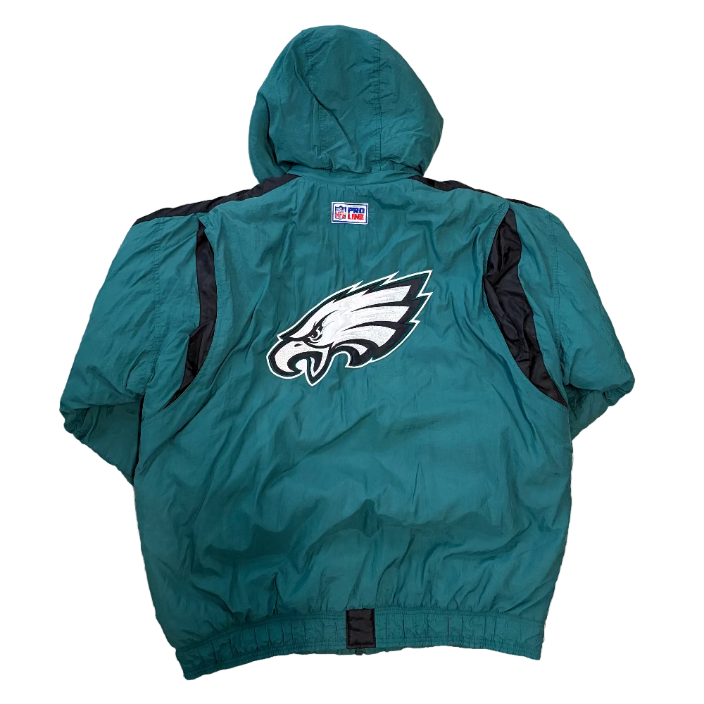 Eagles 1990s Starter Pro-Line Hooded Puffer Jacket Size 2X Backj