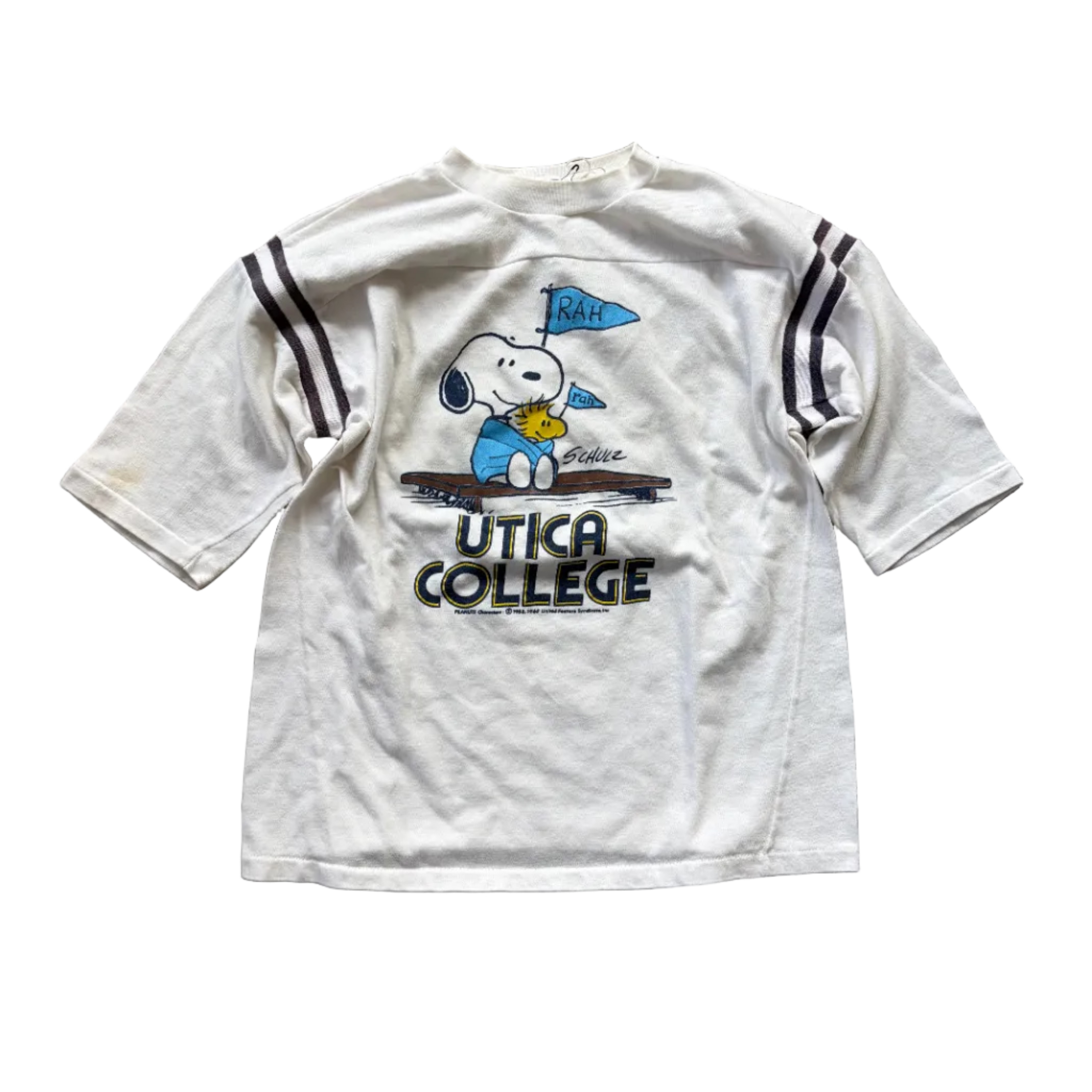 Utica College 1970s Snoopy & Woodstock Jersey Shirt Size XS