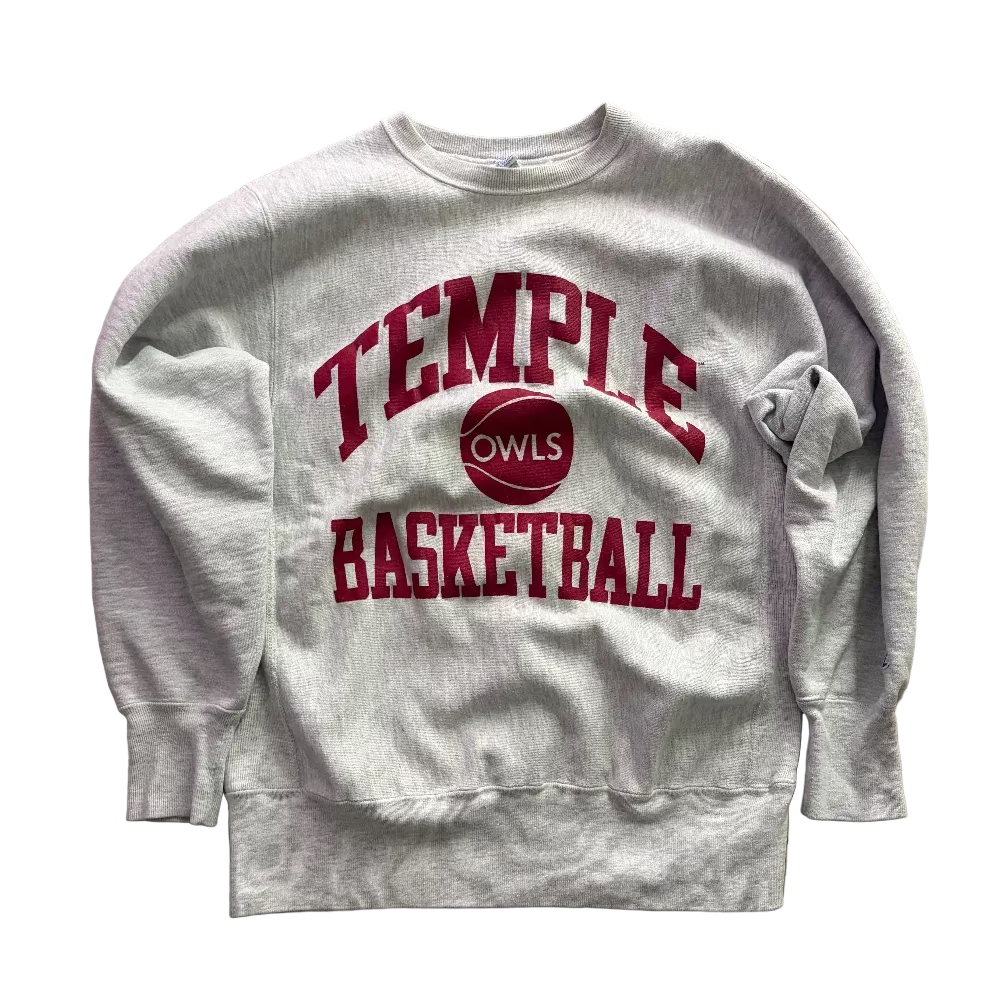 Temple University Basketball 1980s Champion Reverse Weave Crewneck Size L