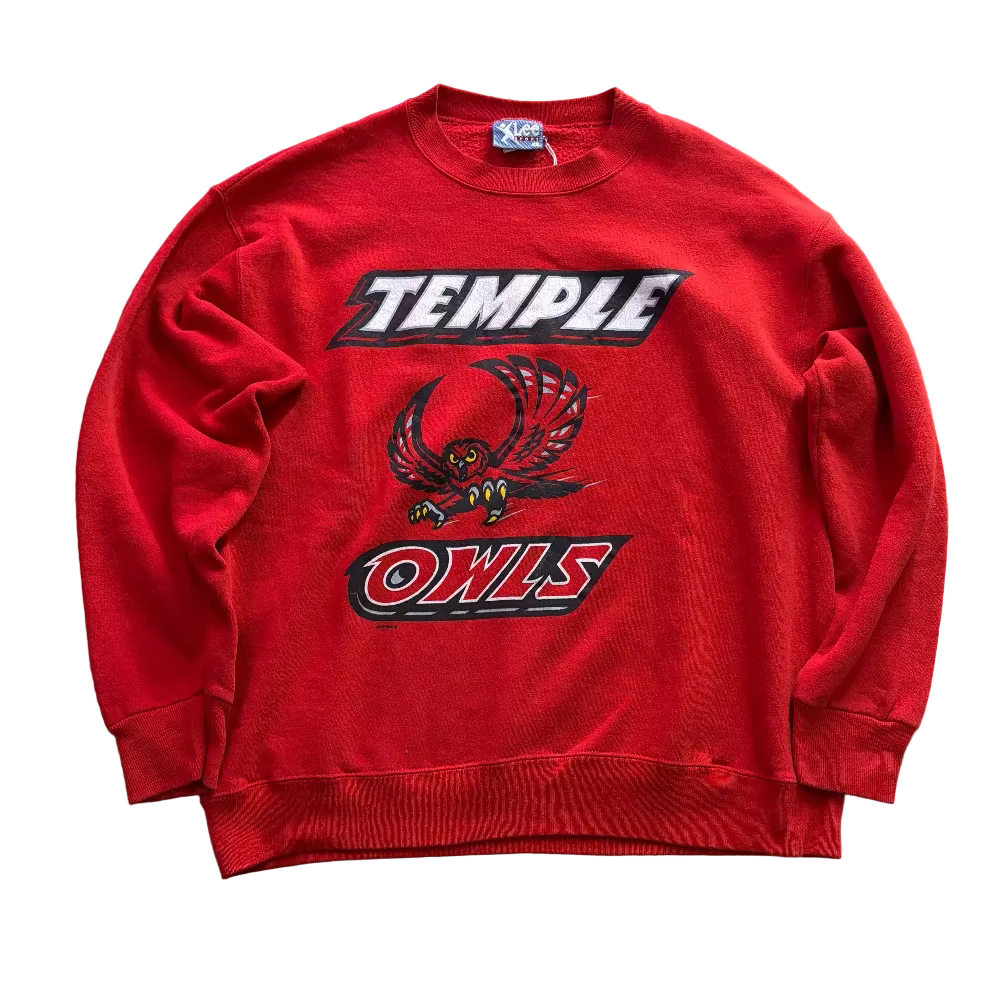 Temple University Owls Lee Sport 90s Cherry Red Crewneck Size L